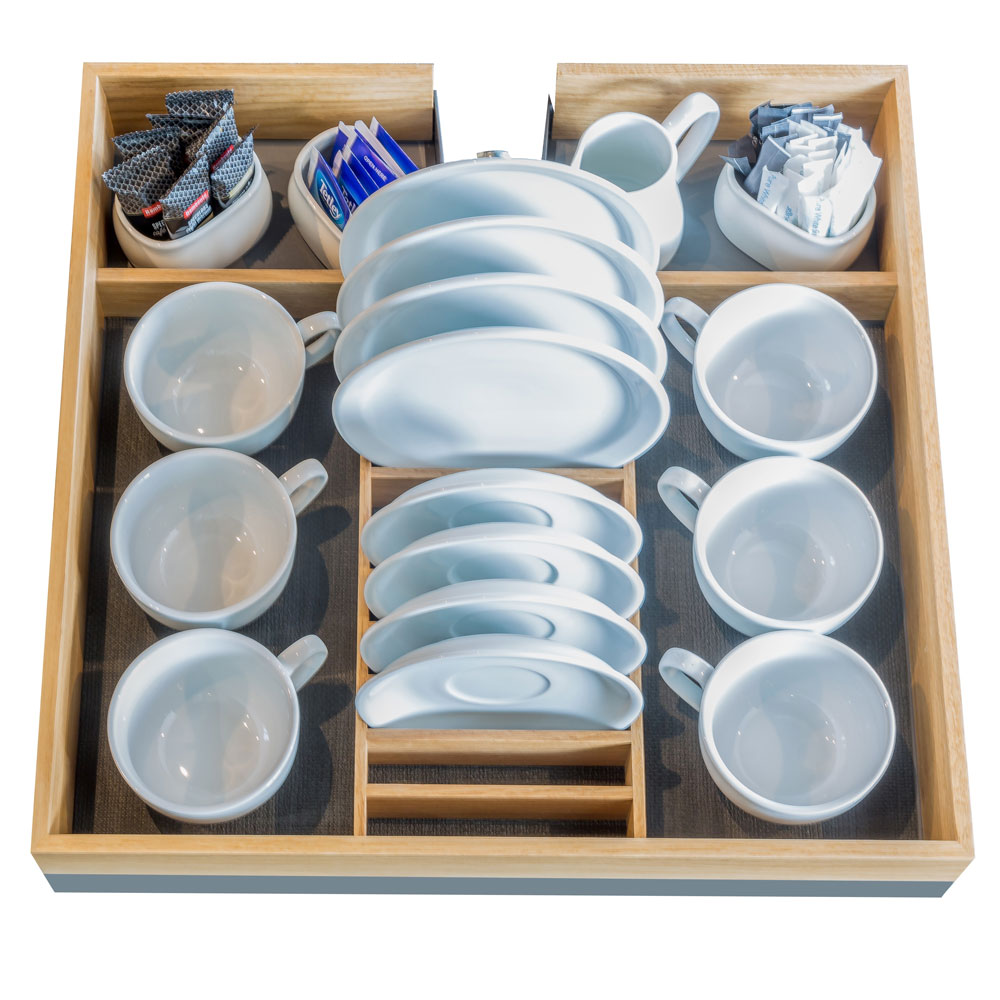 КОМПЛЕКТ вставка для 1 полки с держателем для десертных тарелок Конвой Премио, СЕЛЕКТ, 600 мм, цвет ДУБ натуральный Kessebohmer | официальный магазин