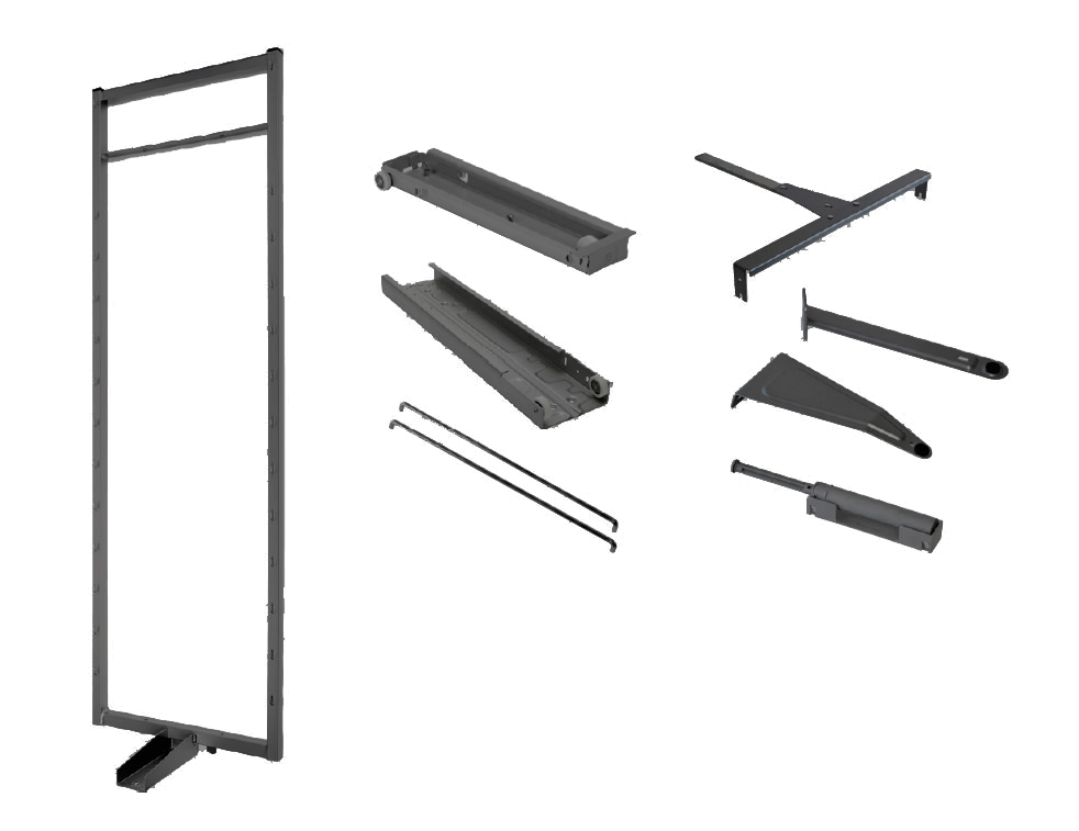 Комплект установочный, Тандем Соло 750 мм, H 1800, Рама + Направляющие + Крепеж +SoftSTOPPpro доводчик, цвет АНТРАЦИТ