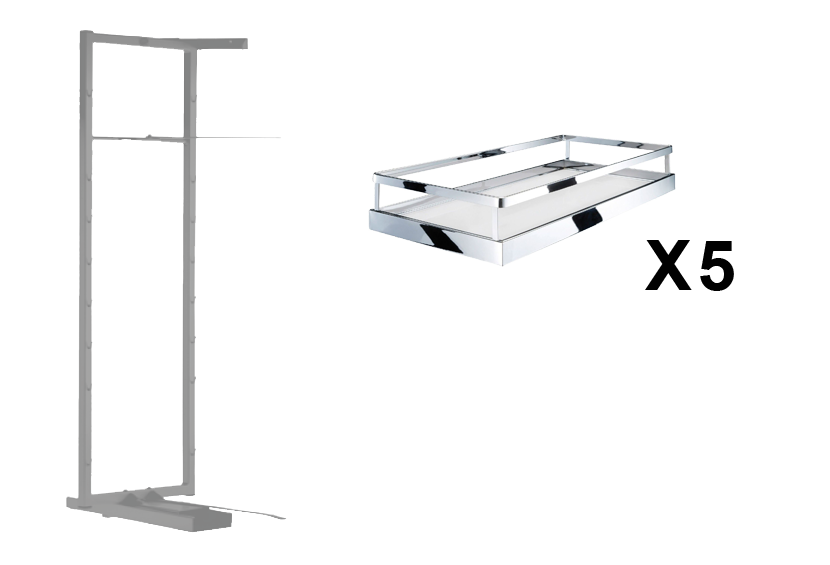 Комплект внутренний, Тандем II 600 мм, H 1700, Арена СТИЛЬ, Рама + 5 полок, цвет ХРОМ Kessebohmer | официальный магазин