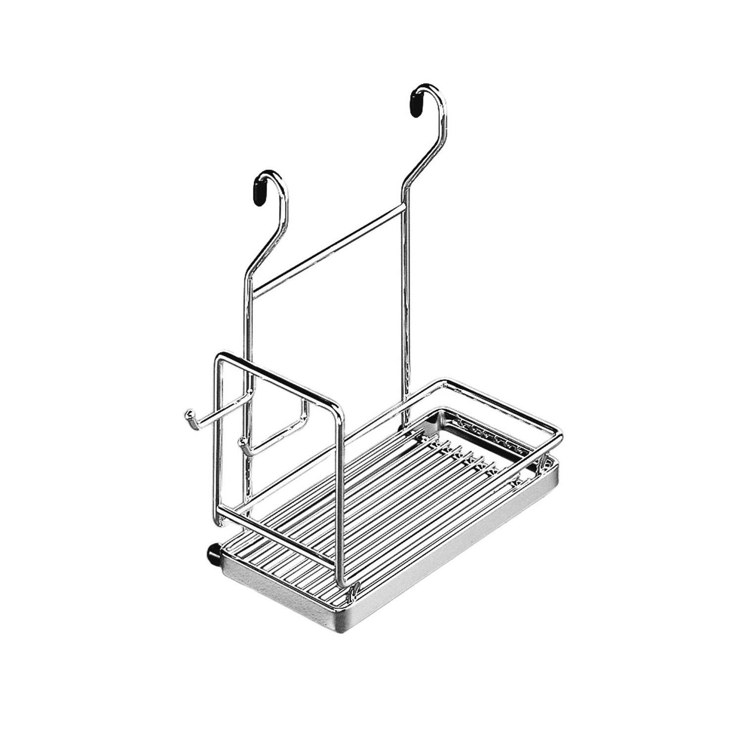 Полка Линеро Классик универсальная с 2 крючкам цвет ХРОМ матовый Kessebohmer | официальный магазин