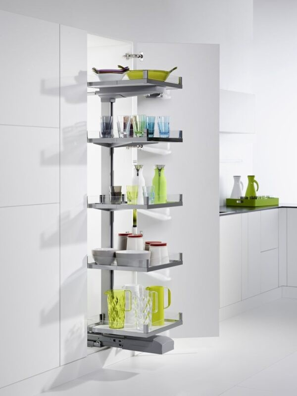 КОМПЛЕКТ правый Конвой Премио 600 мм, H 2100-2199, Арена ВАРИО, 5 полок, цвет ХРОМ Kessebohmer | официальный магазин